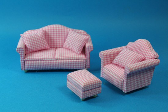 Cj0029 - Conjunto sofa cuadros rosas