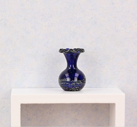 Tc0329 - Glasvase blauer Dekoration