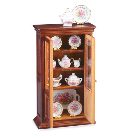 Showcase With Crockery Re17171, Porcelain Doll Display Cabinet