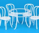 Mb0419 - Table et 4 chaises de jardin blanches