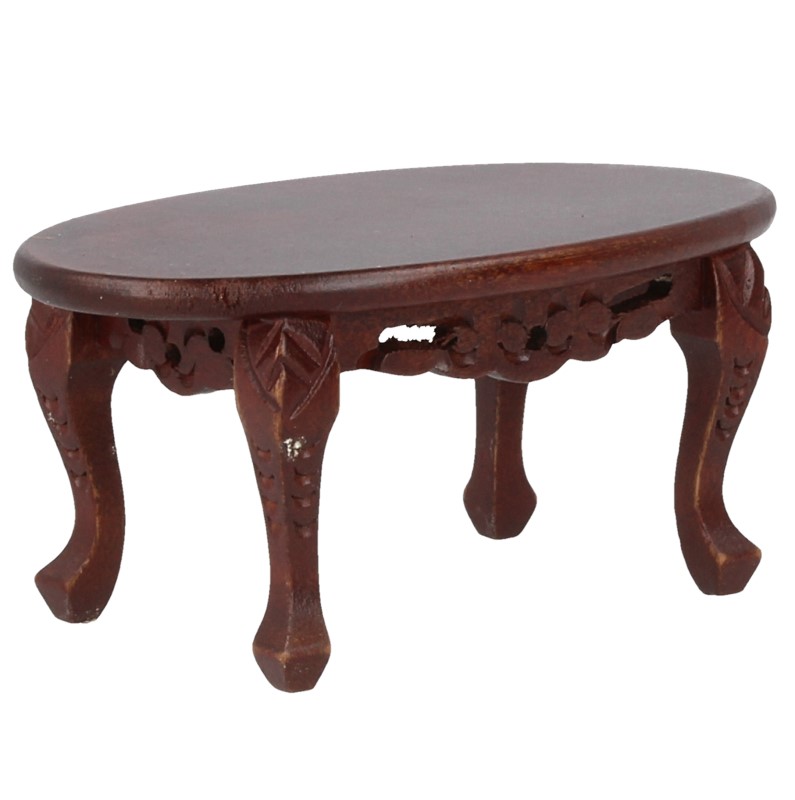 Runder Tisch aus Holz Für 1:12 Puppenstuben 11,5x6,5 cm nussbaumfarben 