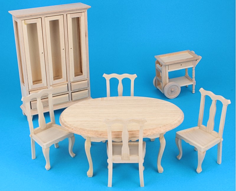 Dining Room With Trolley Cj0018, Unpainted Dining Room Chairs