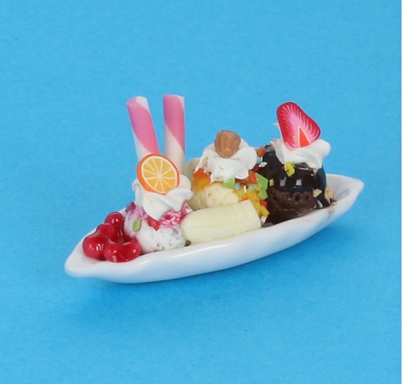 Miniature Maison De Poupée : Sundae Glacé Dans Un Bol échelle 1/12 - Fait Main - Tumdee