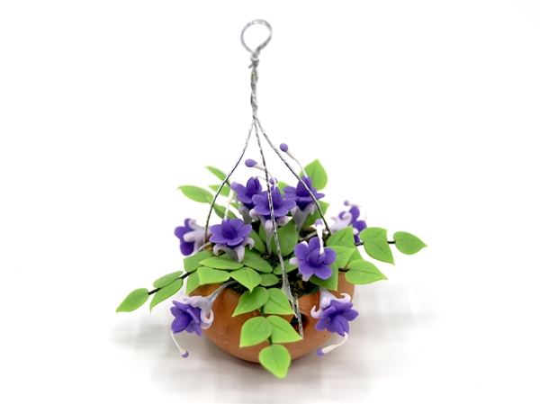 Tc0551 - Pot de fleurs à suspendre fleurs lilas 