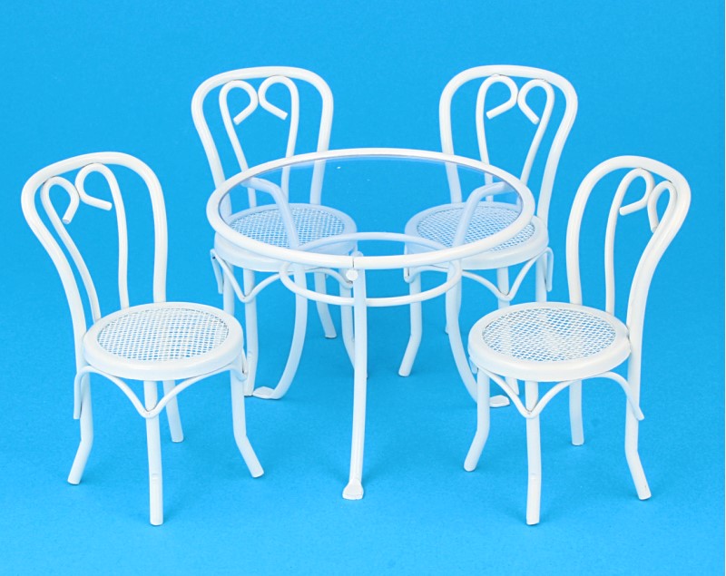 Mb0780 - White table with four white chairs