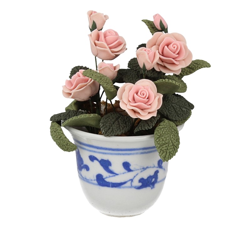 1:12 Maßstab Gefüllt Rechteckig Pfirsich Keramik Blumen Übertopf Tumdee Puppen 