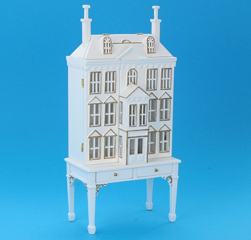 Kit de maison de poupées miniatures en bois 1/24 La chambre à coucher bleue