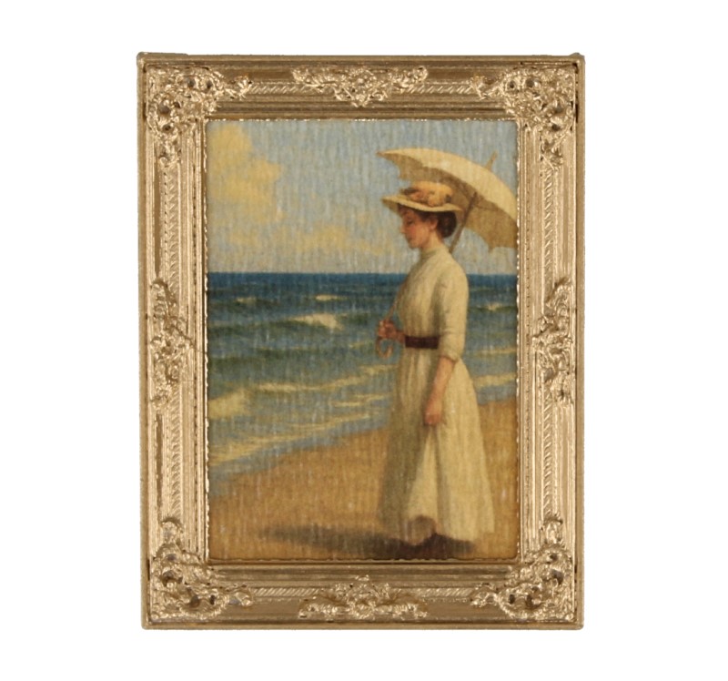Tc2108 - Gemälde einer Frau am Strand