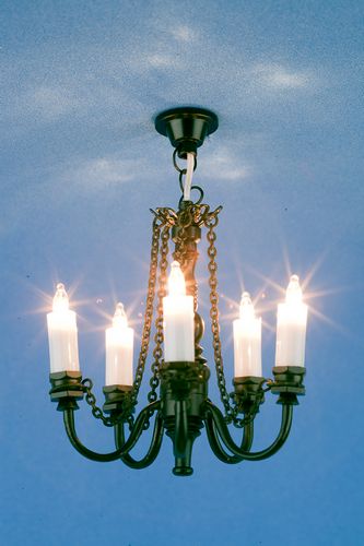 Lp0073 - Schwarze Deckenlampe 5 Kerzenleuchten