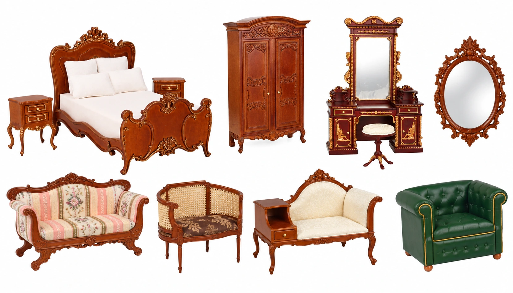 Sélection de meubles de collection pour maisons de poupées à l’échelle 1:12
